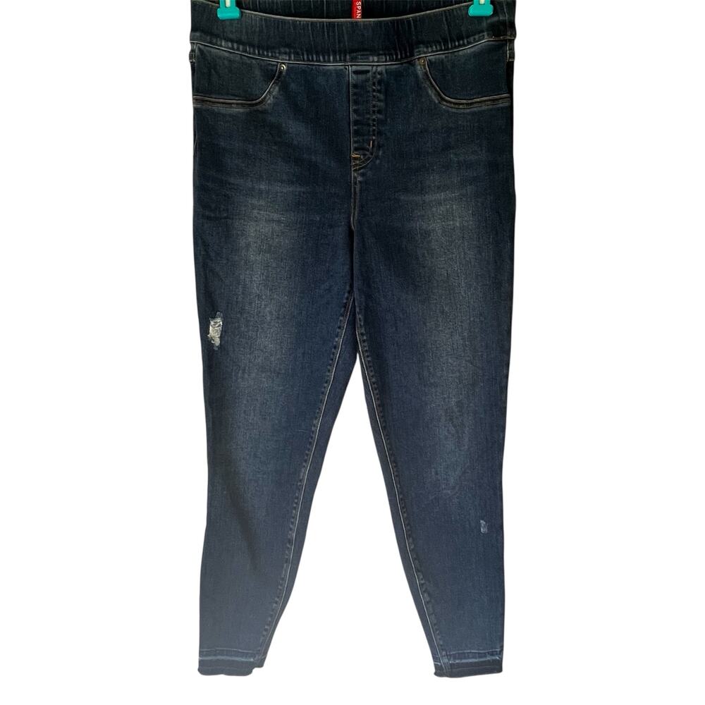 Spanx Dark Wash Slightly Distressed Jean Jegging Size Large
